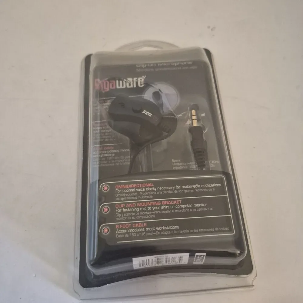 Radio Shack Gigaware Clip-On Omnidirectional Microphone 3.5mm Mounting Bracket
